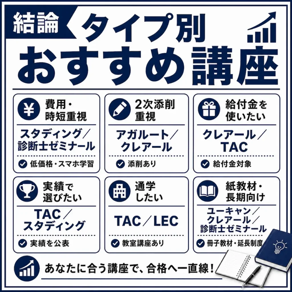 タイプ別のおすすめ講座_まとめ画像